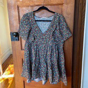 Zara Floral Mini Short Sleeve Dress